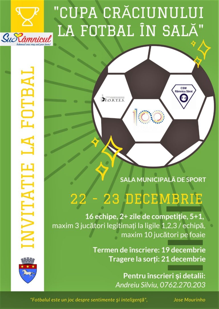 Au început înscrierile pentru CUPA CRĂCIUNULUI la fotbal în sală!