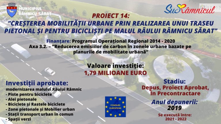 „CREȘTEREA MOBILITĂȚII URBANE PRIN REALIZAREA UNUI TRASEU PIETONAL ȘI PENTRU BICICLIȘTI PE MALUL RÂULUI RÂMNICU SĂRAT”