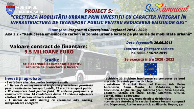 „CREȘTEREA MOBILITĂȚII URBANE PRIN INVESTIȚII CU CARACTER INTEGRAT ÎN INFRASTRUCTURA DE TRANSPORT PUBLIC PENTRU REDUCEREA EMISIILOR GES”